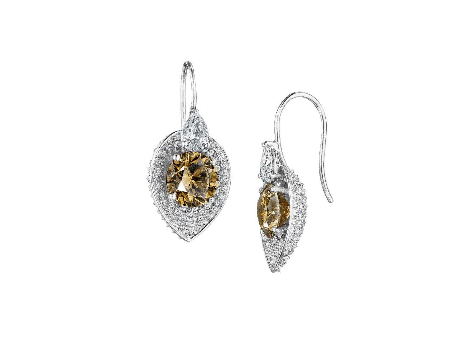 COGNAC DIAMOND EARRINGS - Hammerman Jewels