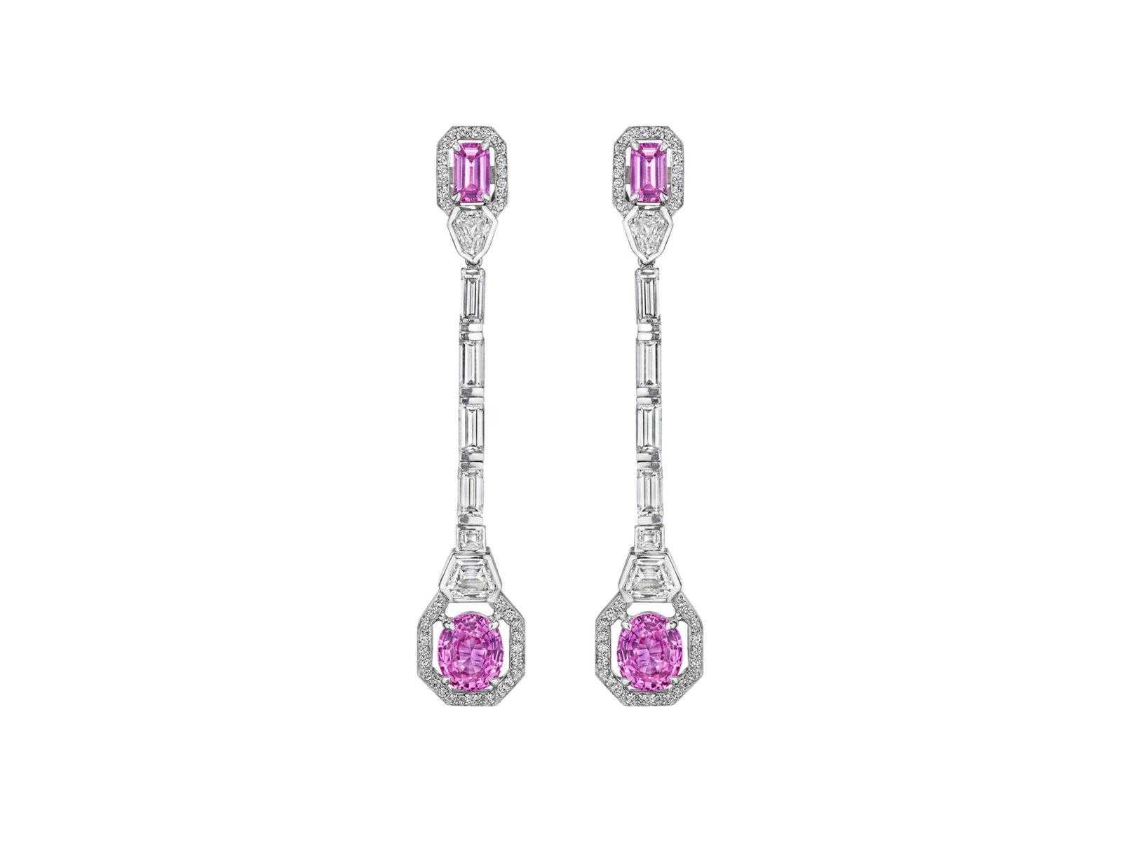 Pink Tourmaline And Diamond Earrings