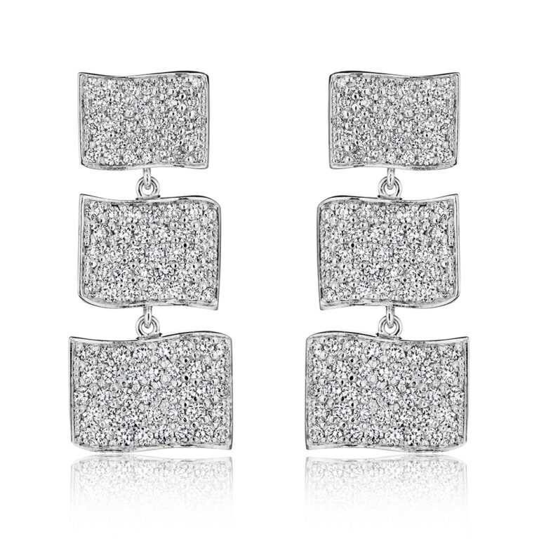 DIAMOND FLAG EARRINGS 3 TIER EARRINGS Hammerman Jewels