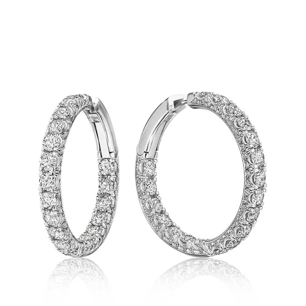 Diamond Fascination Large Hoop Earrings in Sterling Silver with Platinum  Plate  Zales