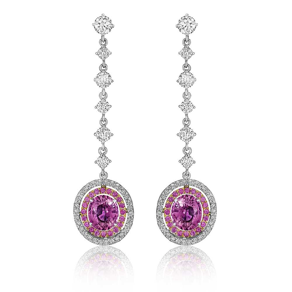 Pink Sapphire and Diamond Icicle Earring - Hammerman Jewels
